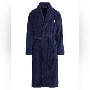 Polo Ralph Lauren Mens Microfiber Shawl Collar Robe Cruise Navy Sz S/M